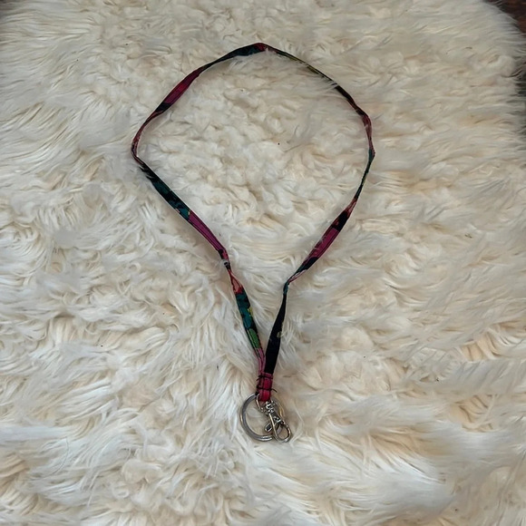 Vera Bradley Accessories - Vera Bradley Brown & Pink Floral Pattern Cotton Lanyard